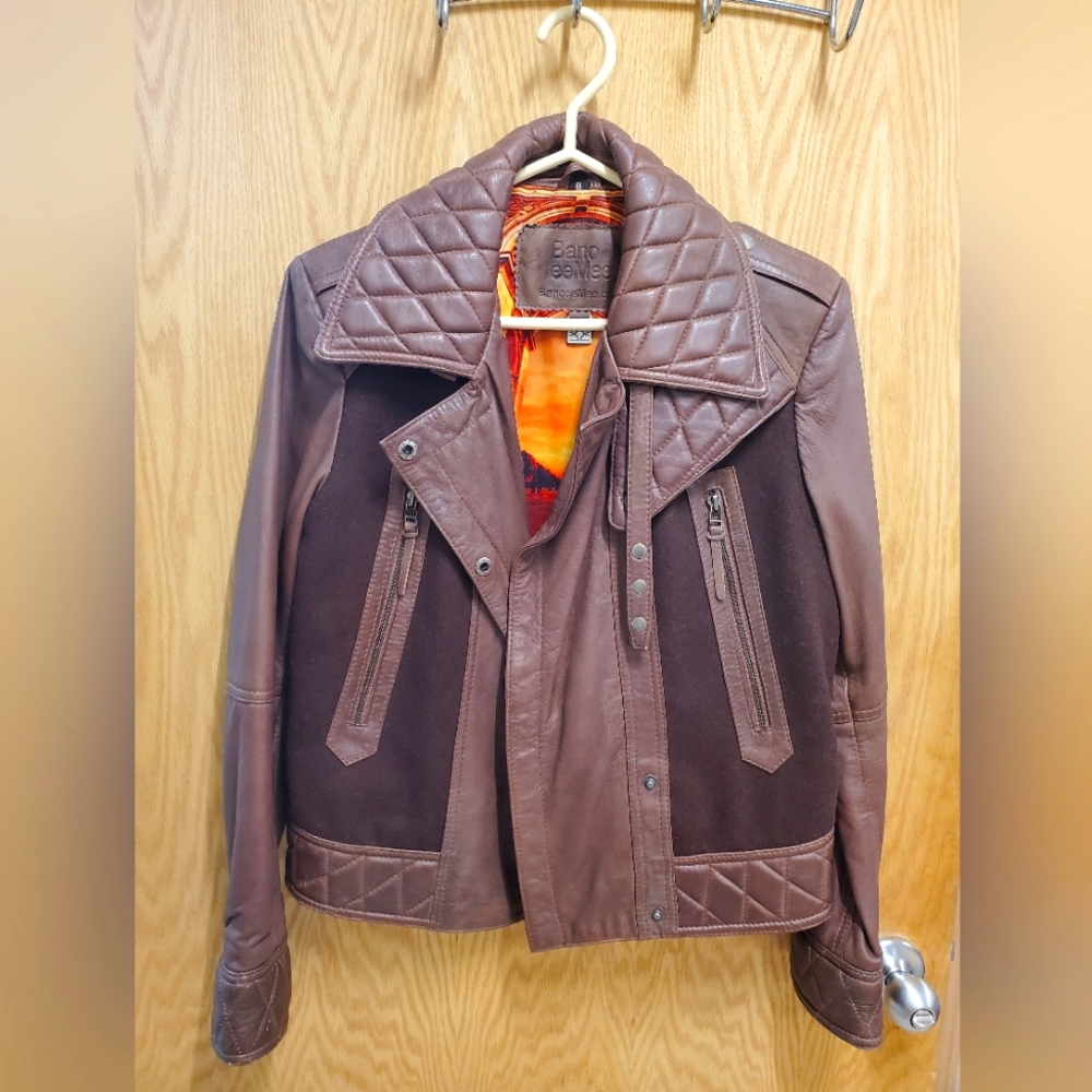 Cropped leather moto jacket